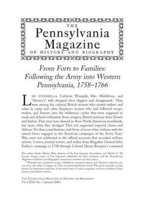 From Forts to Families: Following the Army Into Western Pennsylvania, 1758–1766