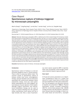 Case Report Spontaneous Rupture of Kidneys Triggered by Microscopic Polyangiitis