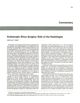 Endoscopic Sinus Surgery: Role of the Radiologist