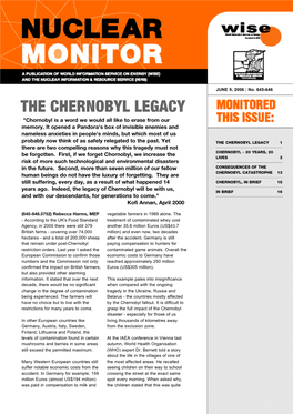 THE CHERNOBYL LEGACY "Chornobyl Is a Word We Would All Like to Erase from Our Memory