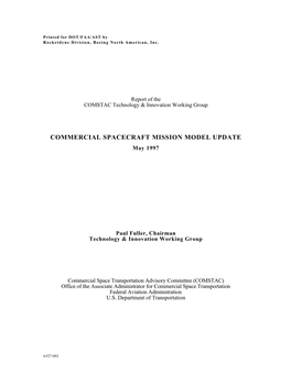COMMERCIAL SPACECRAFT MISSION MODEL UPDATE May 1997