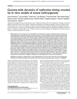 Genome-Wide Dynamics of Replication Timing Revealed by in Vitro Models of Mouse Embryogenesis