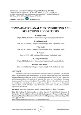 Comparative Analysis on Sorting and Searching Algorithms