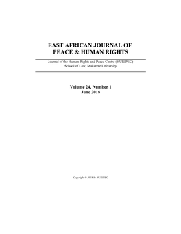 East African Journal of Peace and Human Rights Vol. 24, No. 1 with a Focus On