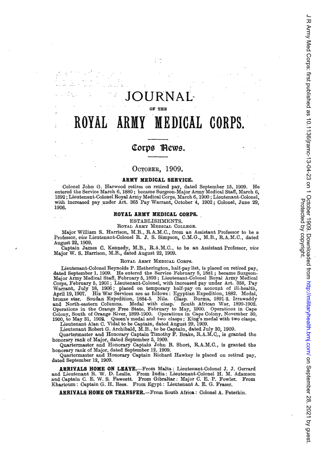 Royal Army ·Medical Corps