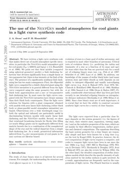The Use of the NEXTGEN Model Atmospheres for Cool Giants in A