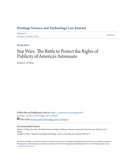 The Battle to Protect the Rights of Publicity of Americaâ•Žs Astronauts