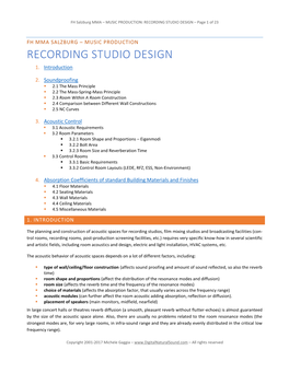 RECORDING STUDIO DESIGN – Page 1 of 23