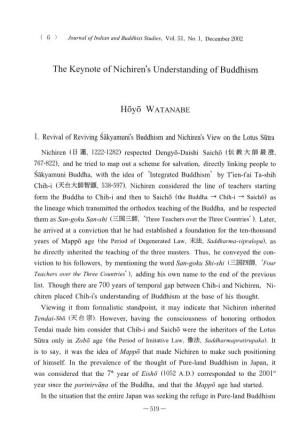 1. Revival of Reviving Sakyamuni's Buddhism and Nichiren's View on the Lotus Sutra