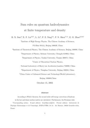 Sum Rules on Quantum Hadrodynamics at Finite Temperature