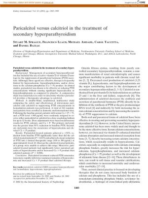 Paricalcitol Versus Calcitriol in the Treatment of Secondary Hyperparathyroidism