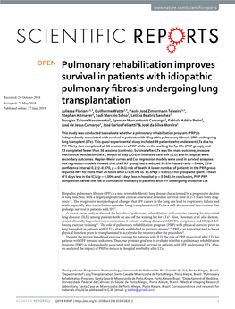 Pulmonary Rehabilitation Improves Survival in Patients with Idiopathic