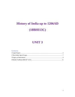 History of India up to 1206AD (18BHI13C) UNIT 3