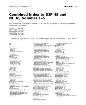 Combined Index to USP 43 and NF 38, Volumes 1–5