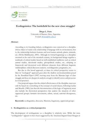 Ecolinguistics: the Battlefield for the New Class Struggle?