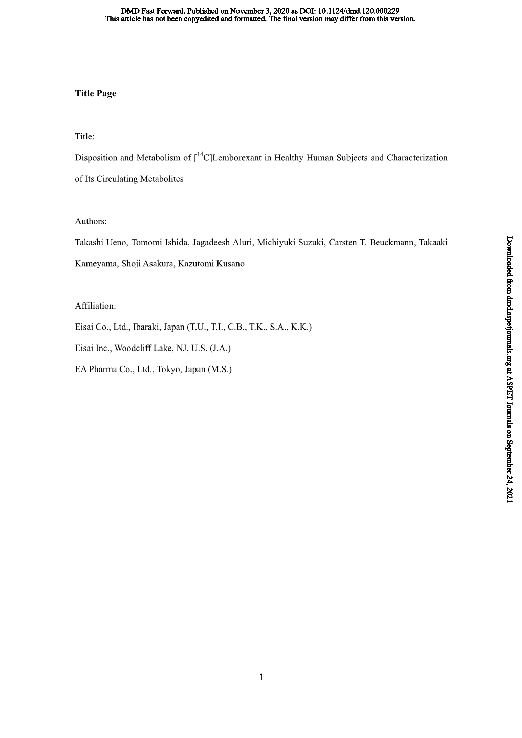 [14C]Lemborexant in Healthy Human Subjects and Characterization of Its Circulating Metabolites