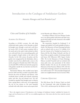 Introduction to the Catalogue of Andalusian Gardens