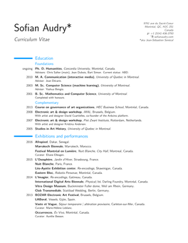 Sofian Audry* – Curriculum Vitae