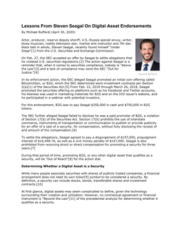 Lessons from Steven Seagal on Digital Asset Endorsements by Michael Buffardi (April 30, 2020)