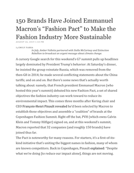 150 Brands Have Joined Emmanuel Macron's “Fashion Pact” to Make