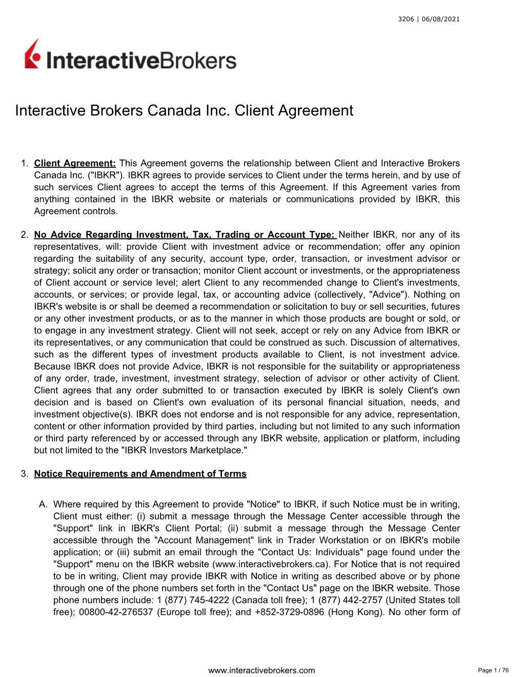 Interactive Brokers Canada Inc. Client Agreement