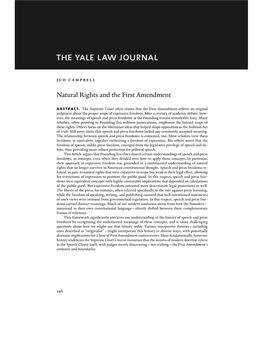 Natural Rights and the First Amendment Abstract