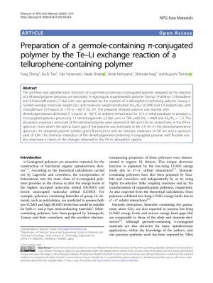 Preparation of a Germole-Containing Π-Conjugated Polymer by the Te–Li