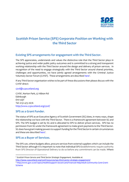 Scottish Prison Service (SPS) Corporate Position on Working with the Third Sector