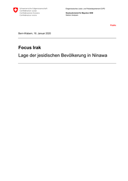 Focus Irak: Lage Der Jesidischen Bevölkerung in Ninawa (16.01.2020)