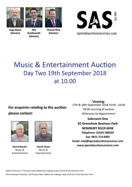 Music & Entertainment Auction