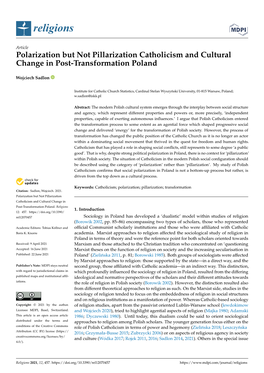 Polarization but Not Pillarization Catholicism and Cultural Change in Post-Transformation Poland