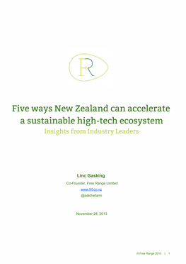 Five Ways New Zealand Can Accelerate a Sustainable High-Tech Ecosystem Insights from Industry Leaders