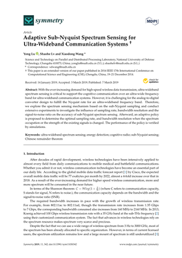 Adaptive Sub-Nyquist Spectrum Sensing for Ultra-Wideband Communication Systems †