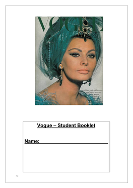 Vogue – Student Booklet Name