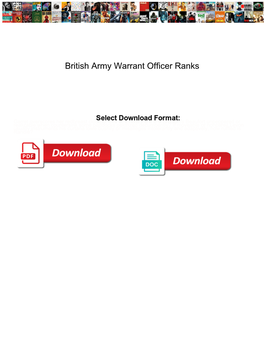 British Army Warrant Officer Ranks