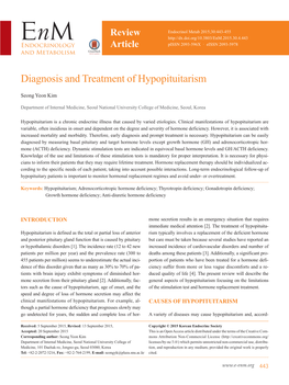 Diagnosis and Treatment of Hypopituitarism