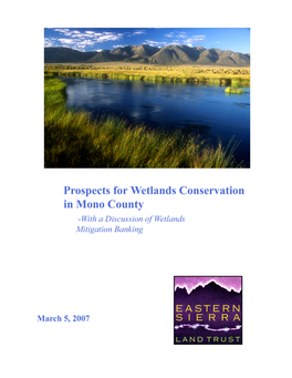 Prospects for Wetlands Conservation in Mono County with a Discussion of Wetlands Mitigation Banking