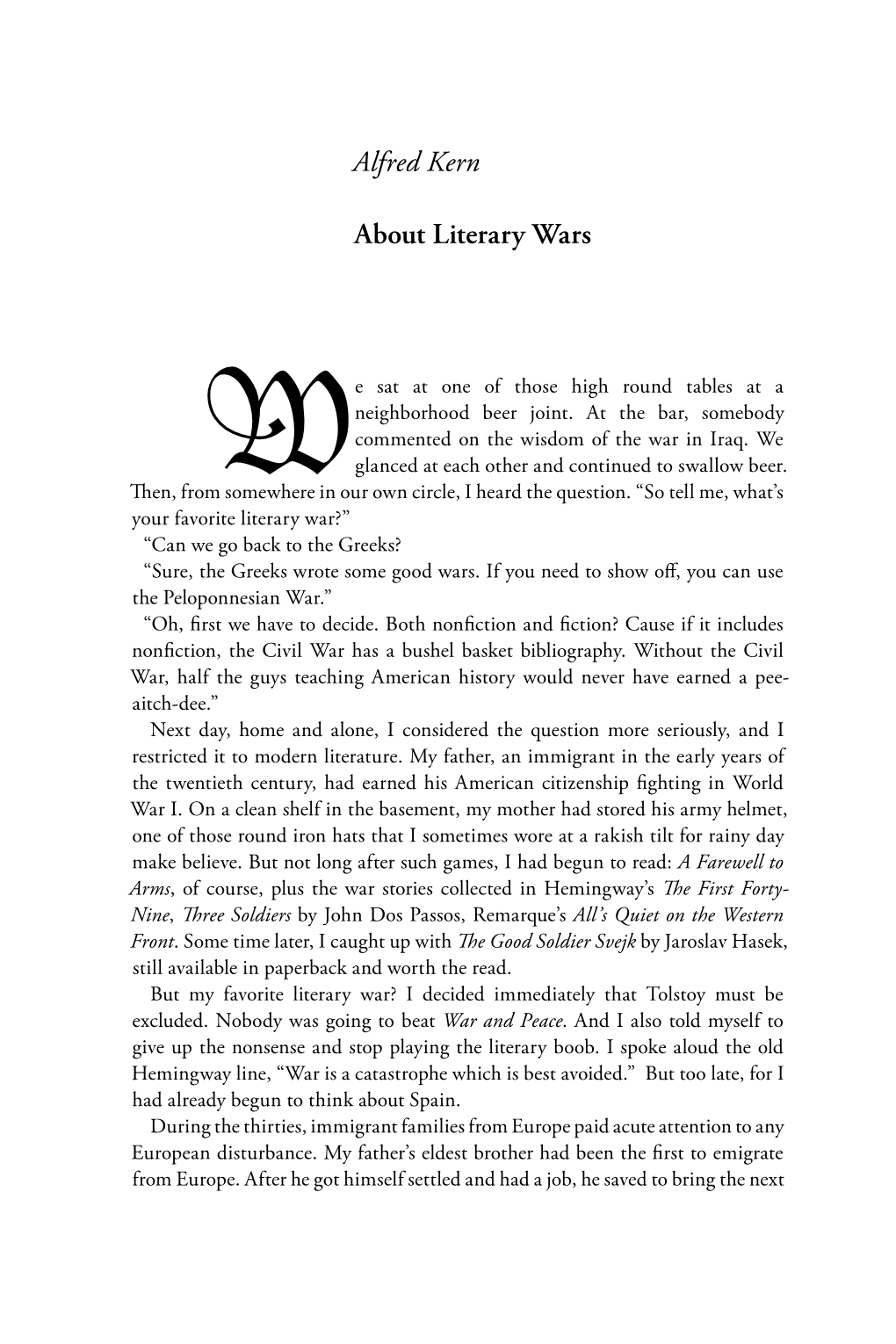 Alfred Kern About Literary Wars