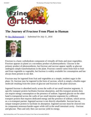 The Journey of Fructose from Plant to Human
