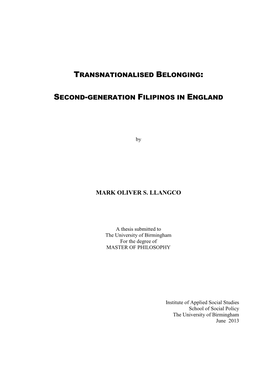 Second-Generation Filipinos in England