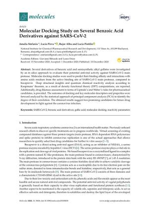 Molecular Docking Study on Several Benzoic Acid Derivatives Against SARS-Cov-2