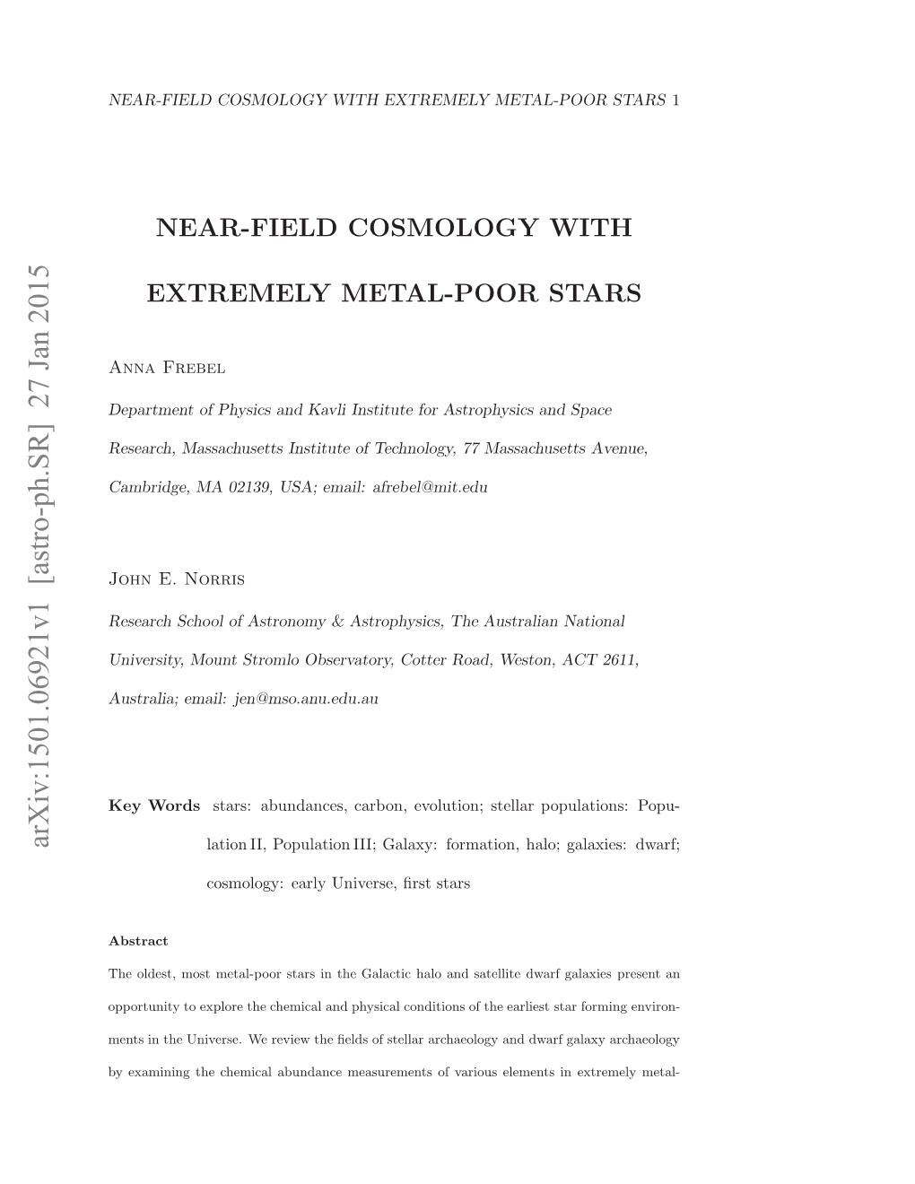 Near-Field Cosmology with Metal-Poor Stars