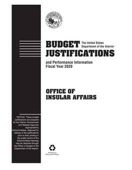 FY 2020 OIA Budget Justifications