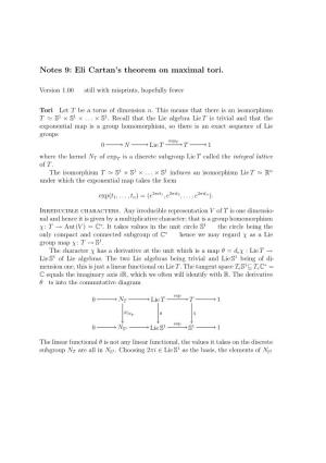 Notes 9: Eli Cartan's Theorem on Maximal Tori