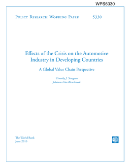 Effects of the Crisis on the Automotive Industry in Developing Countries