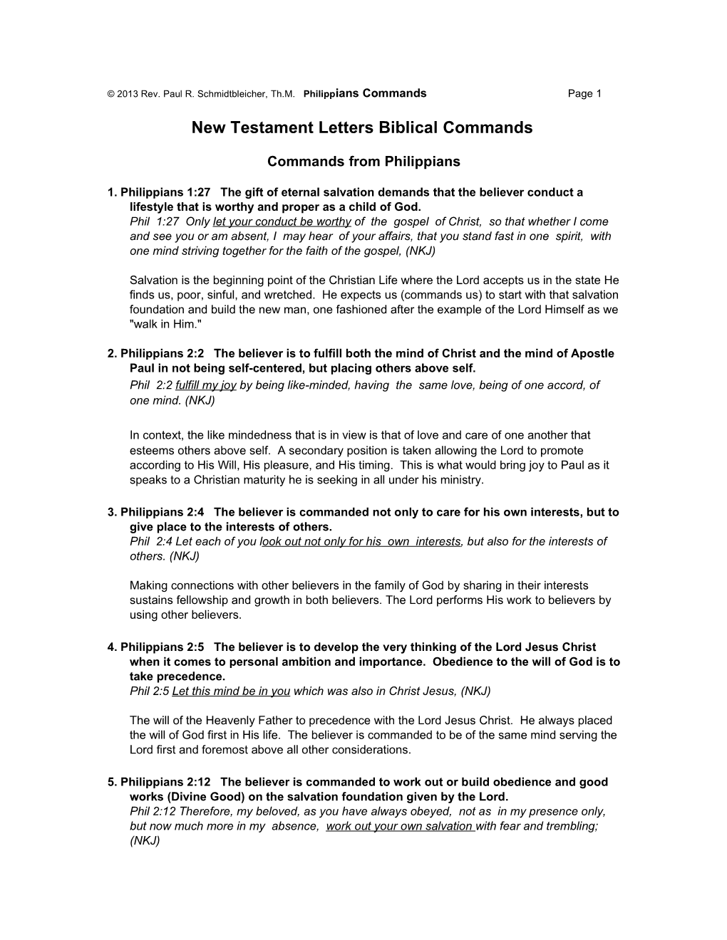 New Testament Letters Biblical Commands