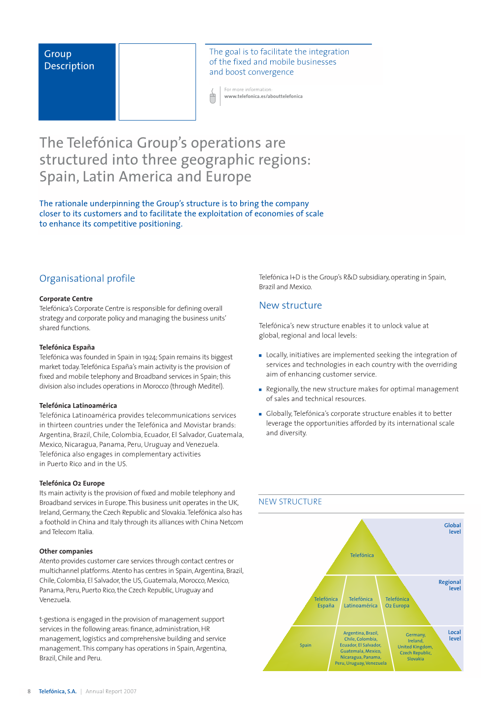 The Telefónica Group's Operations Are Structured Into Three Geographic Regions: Spain, Latin America and Europe