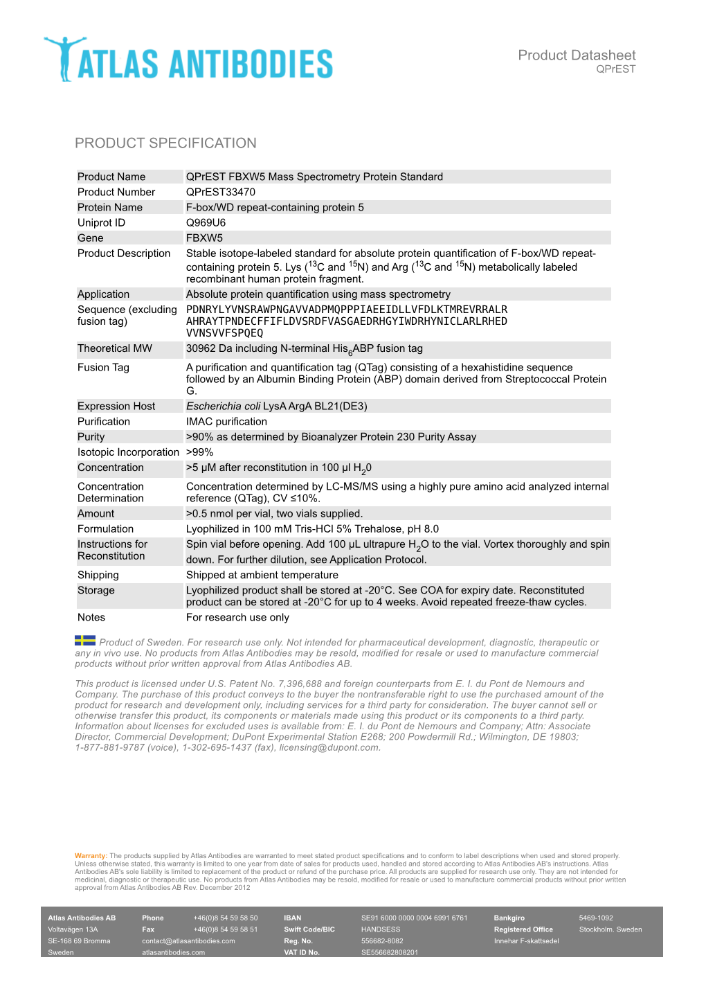 PRODUCT SPECIFICATION Product Datasheet