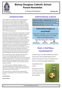 Parent Newsletter 28Th May 2021