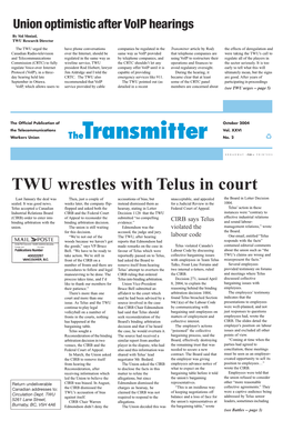 TWU Wrestles with Telus in Court